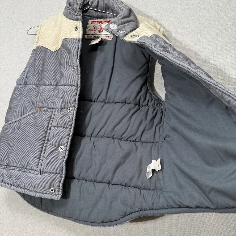 True‎ Religion Carter Vest Jacket Logo two tone Corduroy Men's L western